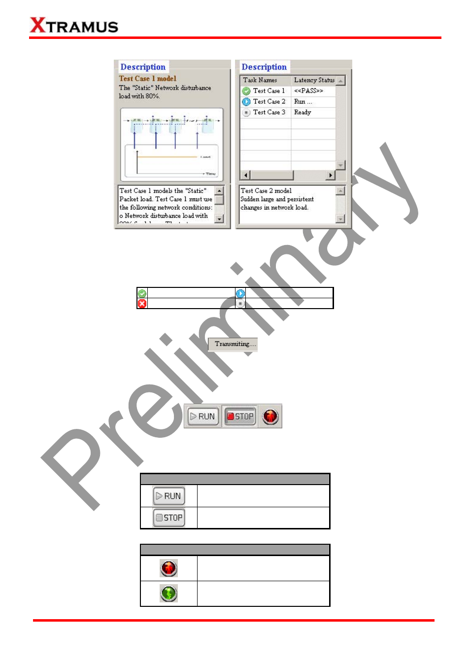 Description, Status bar, Control buttons/test running status icon | Xtramus NuApps-G8261-RM V1.0 User Manual | Page 28 / 60