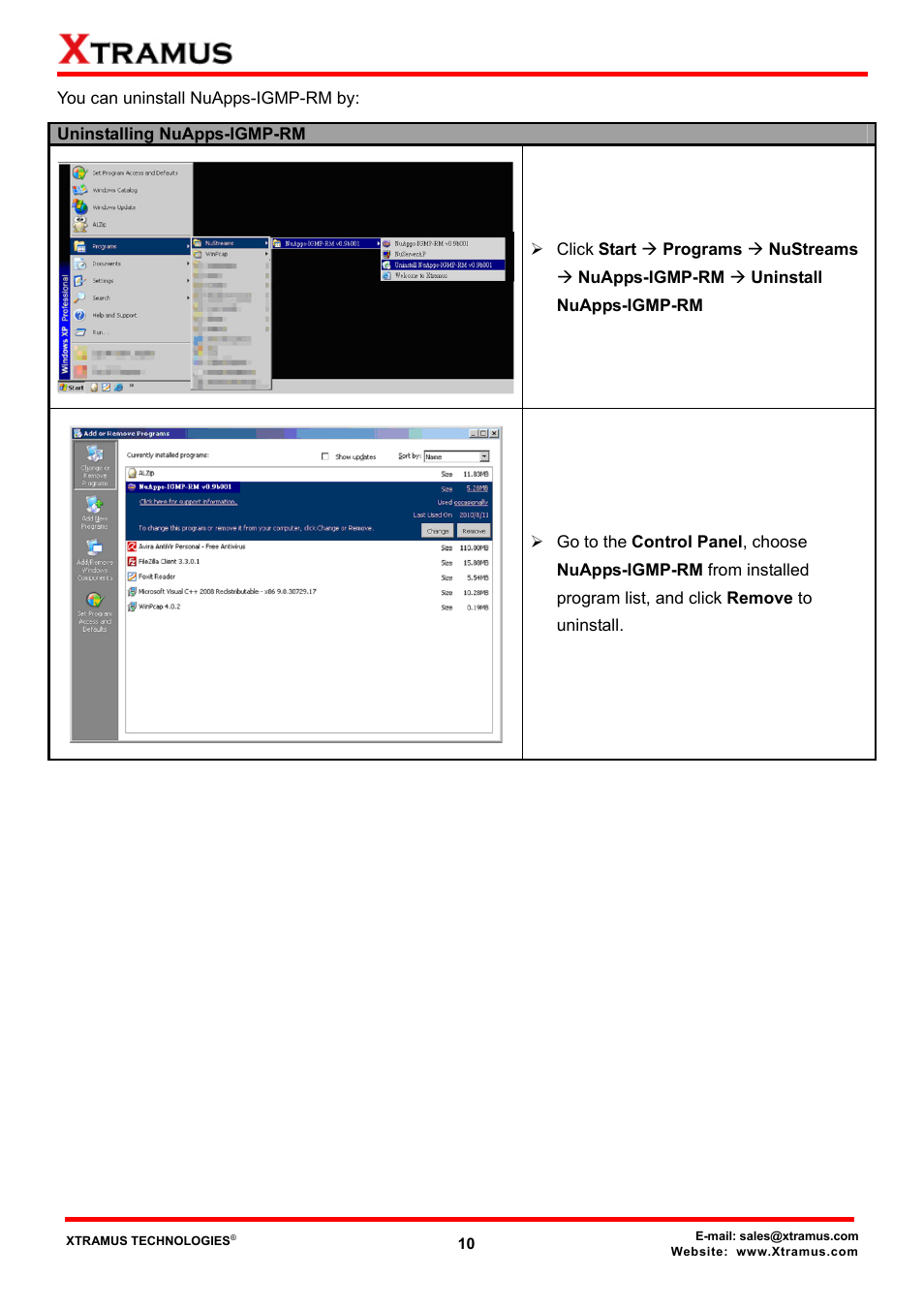 Xtramus NuApps-IGMP-RM V1.2 User Manual | Page 10 / 61