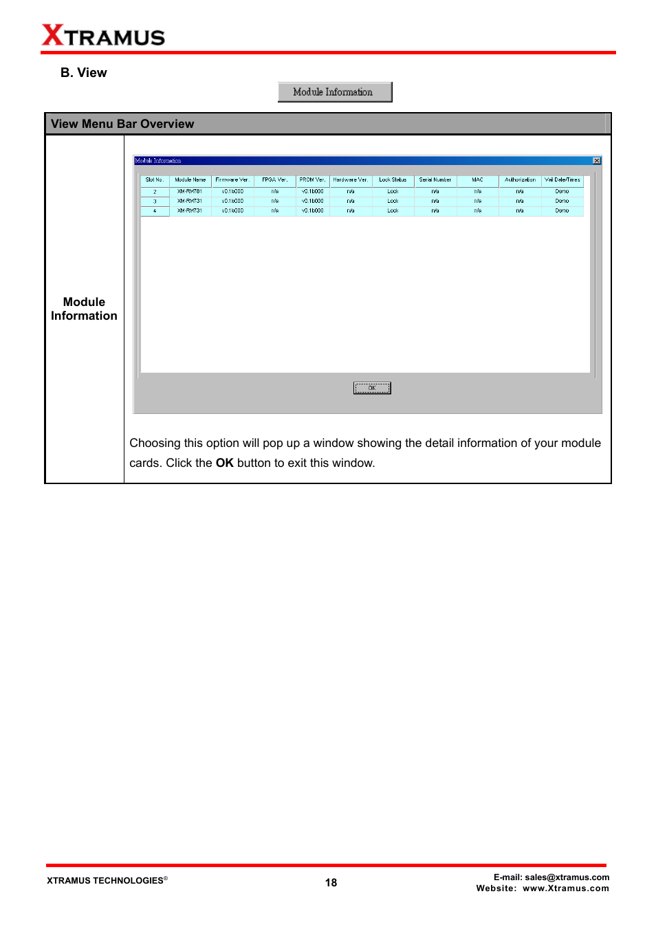 B. view | Xtramus NuApps-IGMP-RM V1.2 User Manual | Page 18 / 61