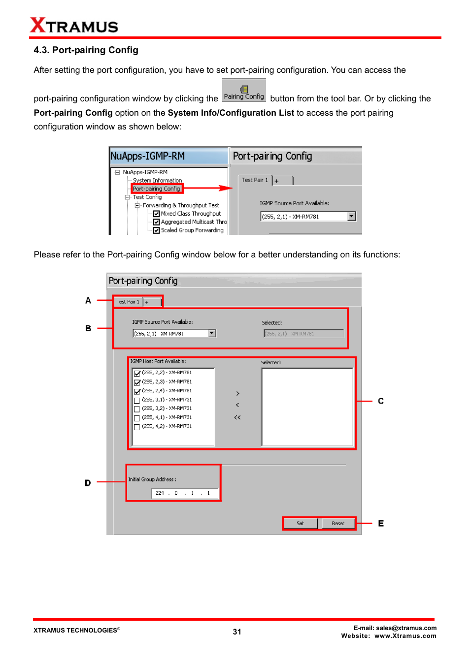 Port-pairing config | Xtramus NuApps-IGMP-RM V1.2 User Manual | Page 31 / 61