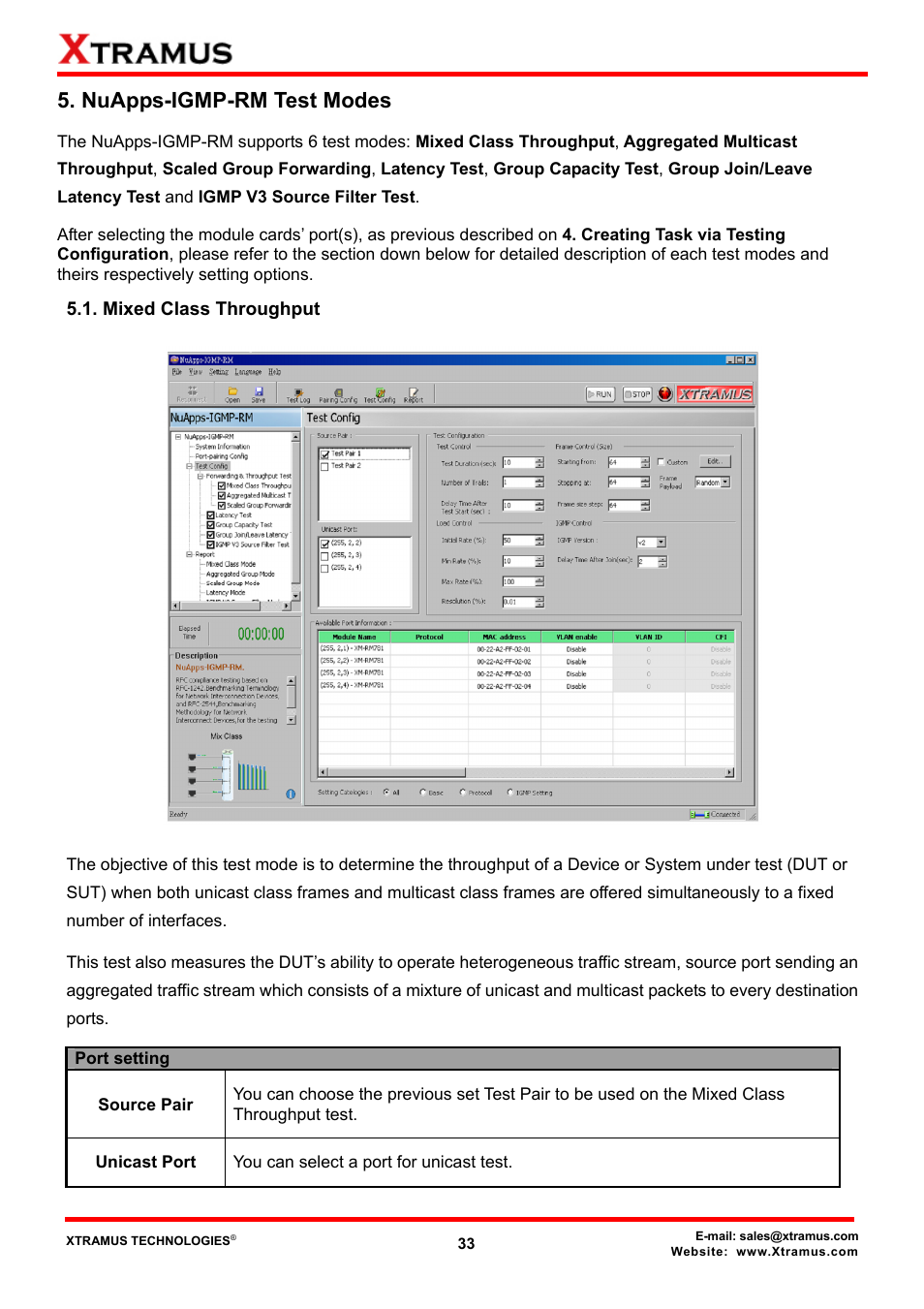 Nuapps-igmp-rm test modes, Mixed class throughput | Xtramus NuApps-IGMP-RM V1.2 User Manual | Page 33 / 61