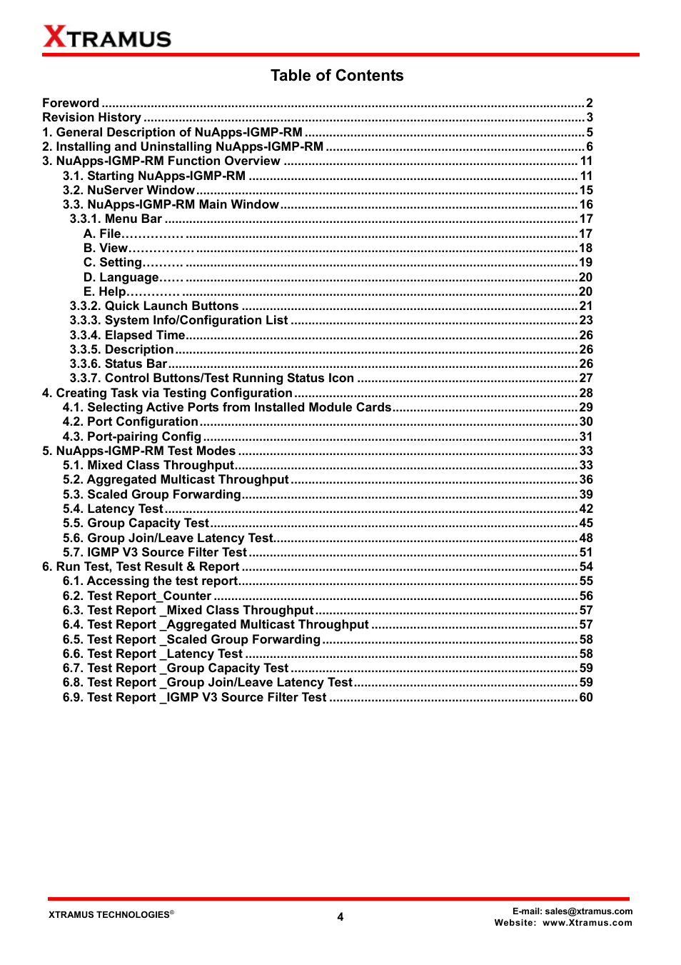 Xtramus NuApps-IGMP-RM V1.2 User Manual | Page 4 / 61