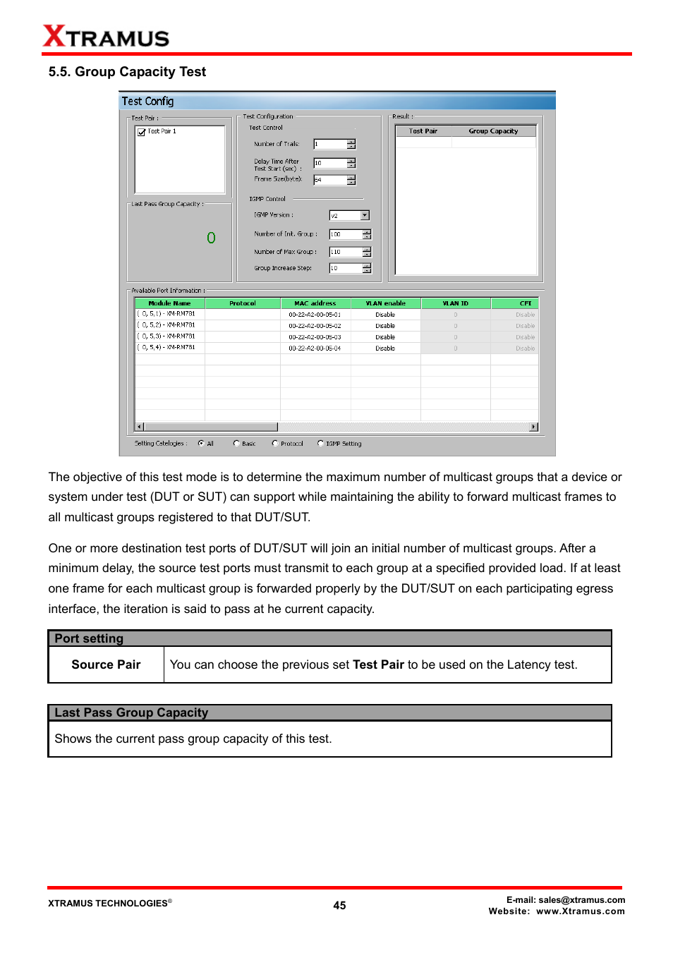 Group capacity test | Xtramus NuApps-IGMP-RM V1.2 User Manual | Page 45 / 61