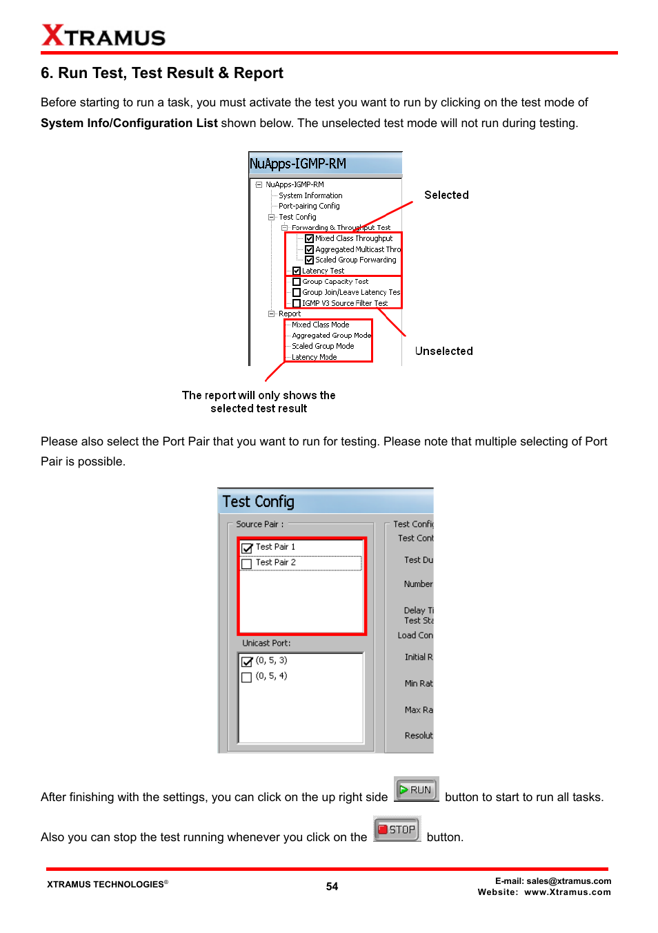 Run test, test result & report | Xtramus NuApps-IGMP-RM V1.2 User Manual | Page 54 / 61