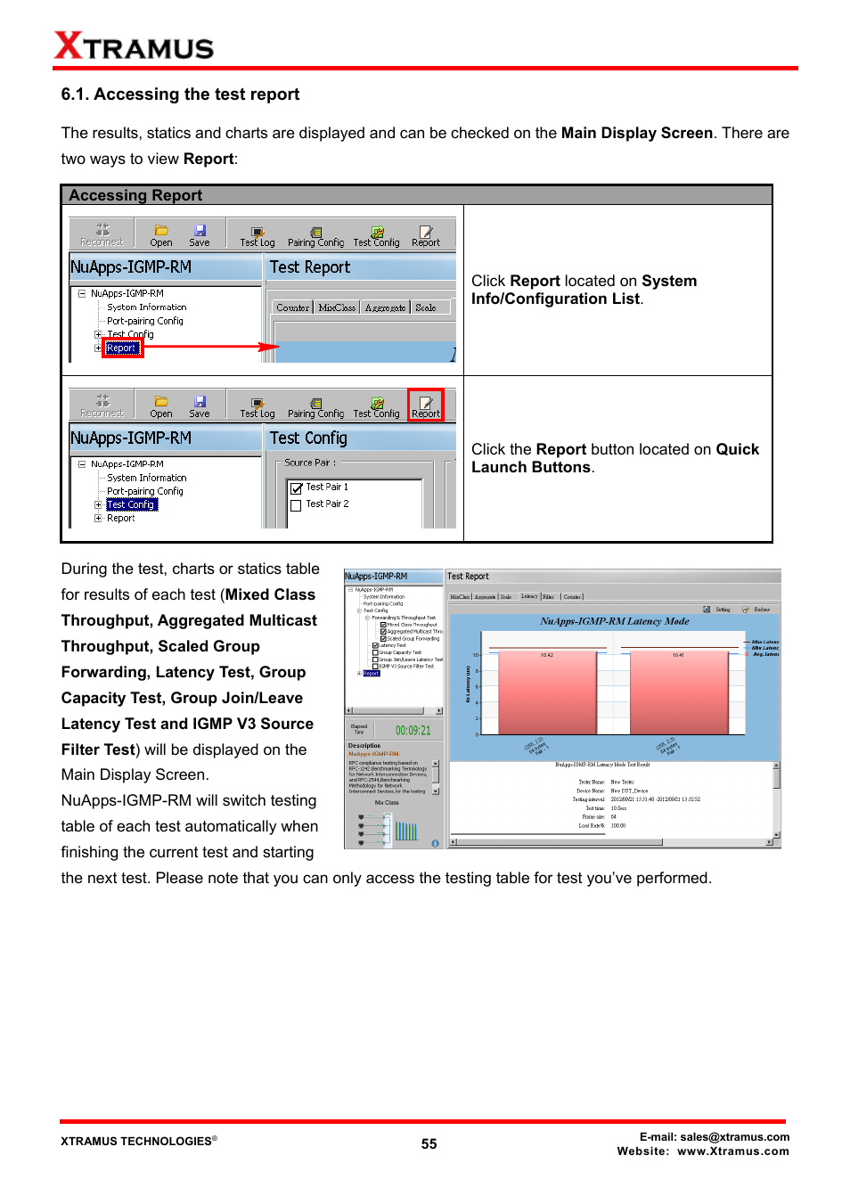 Accessing the test report | Xtramus NuApps-IGMP-RM V1.2 User Manual | Page 55 / 61