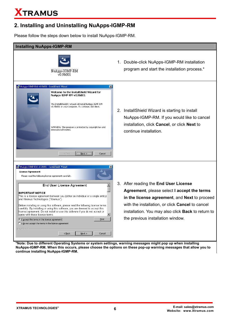 Installing and uninstalling nuapps-igmp-rm | Xtramus NuApps-IGMP-RM V1.2 User Manual | Page 6 / 61