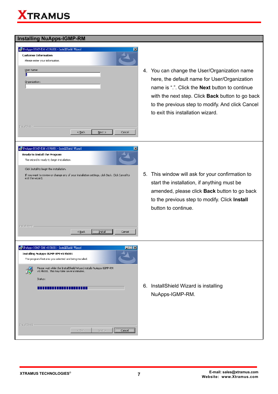 Xtramus NuApps-IGMP-RM V1.2 User Manual | Page 7 / 61