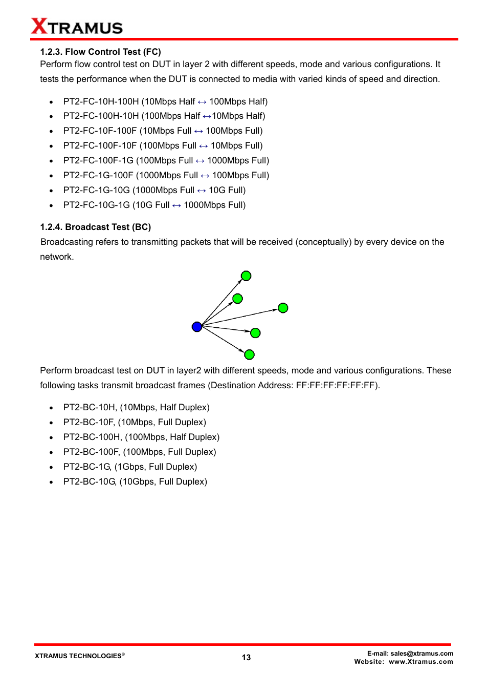 Flow control test (fc), Broadcast test (bc) | Xtramus NuApps-MultiUnits-RM Ver1.5 User Manual | Page 13 / 253
