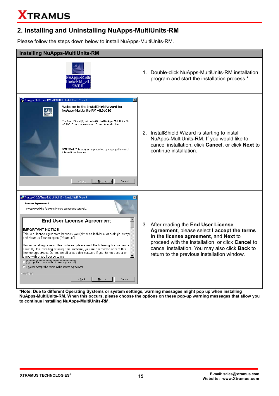Installing and uninstalling nuapps-multiunits-rm | Xtramus NuApps-MultiUnits-RM Ver1.5 User Manual | Page 15 / 253