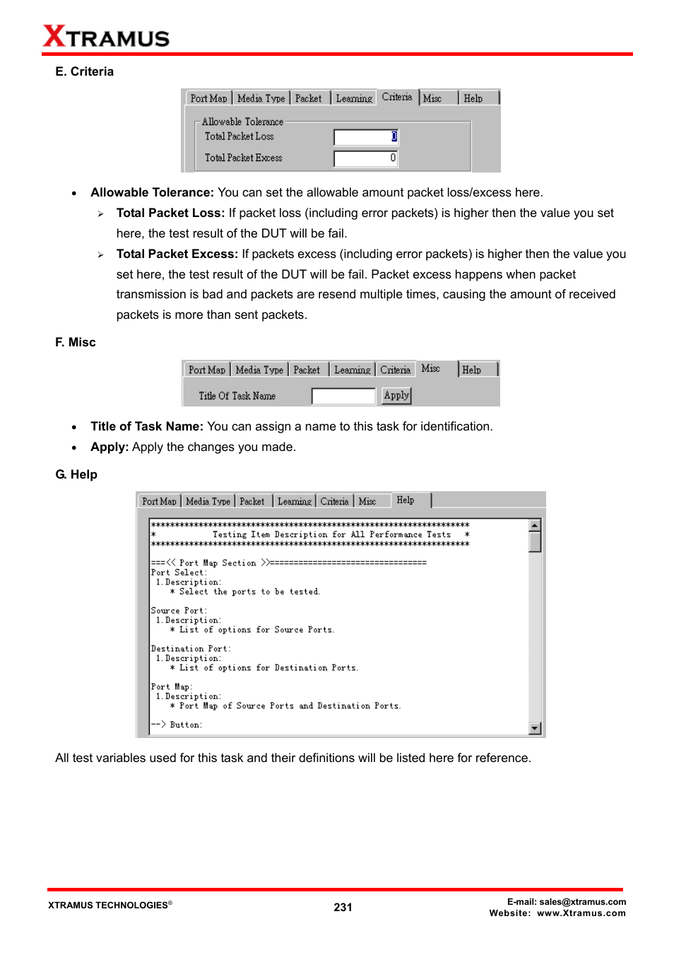 E. criteria, F. misc, G. help | Xtramus NuApps-MultiUnits-RM Ver1.5 User Manual | Page 231 / 253