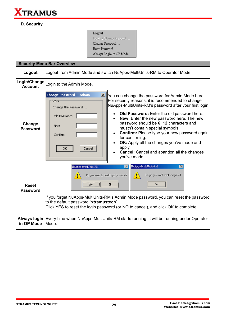 D. security | Xtramus NuApps-MultiUnits-RM Ver1.5 User Manual | Page 29 / 253
