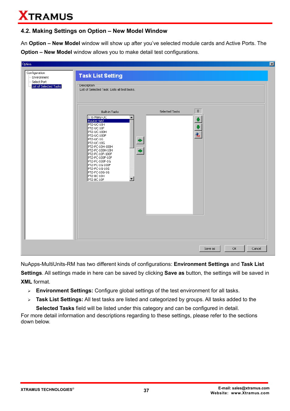 Making settings on option – new model window | Xtramus NuApps-MultiUnits-RM Ver1.5 User Manual | Page 37 / 253