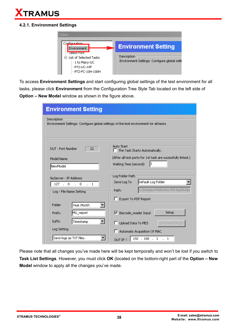Environment settings | Xtramus NuApps-MultiUnits-RM Ver1.5 User Manual | Page 38 / 253