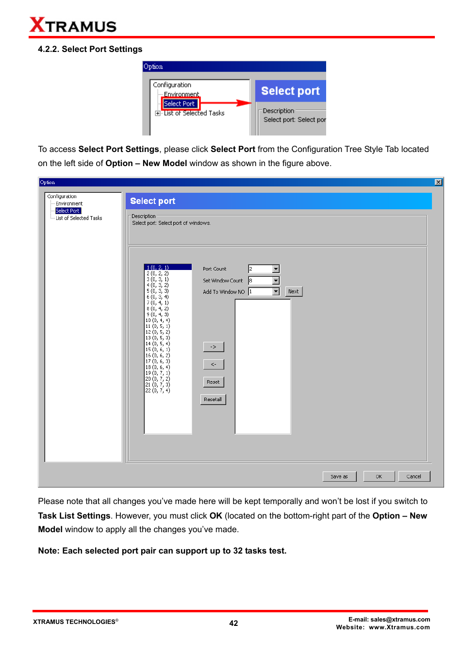 Select port settings | Xtramus NuApps-MultiUnits-RM Ver1.5 User Manual | Page 42 / 253