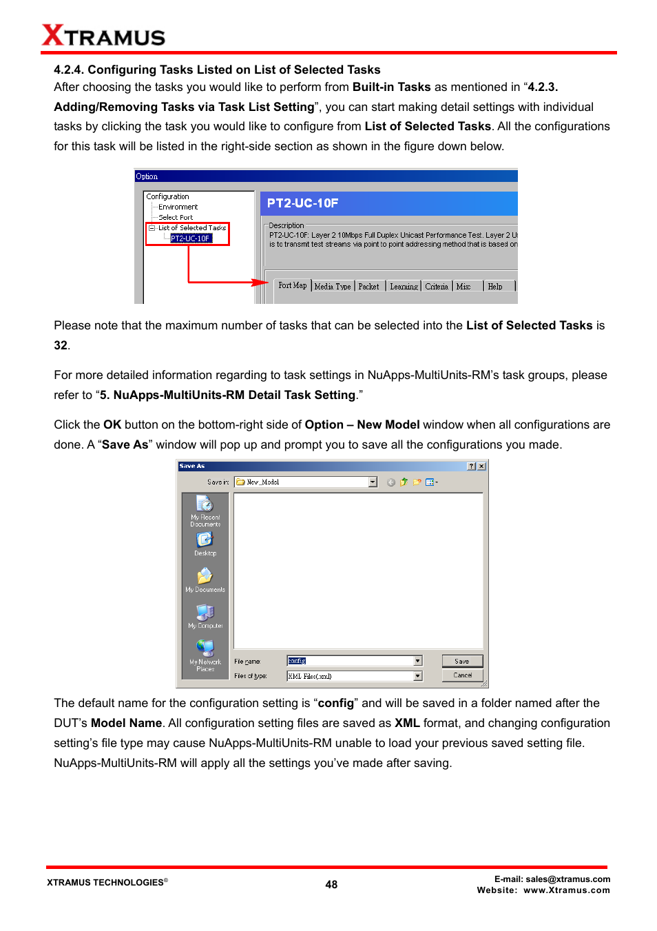 Configuring tasks listed on list of selected tasks | Xtramus NuApps-MultiUnits-RM Ver1.5 User Manual | Page 48 / 253