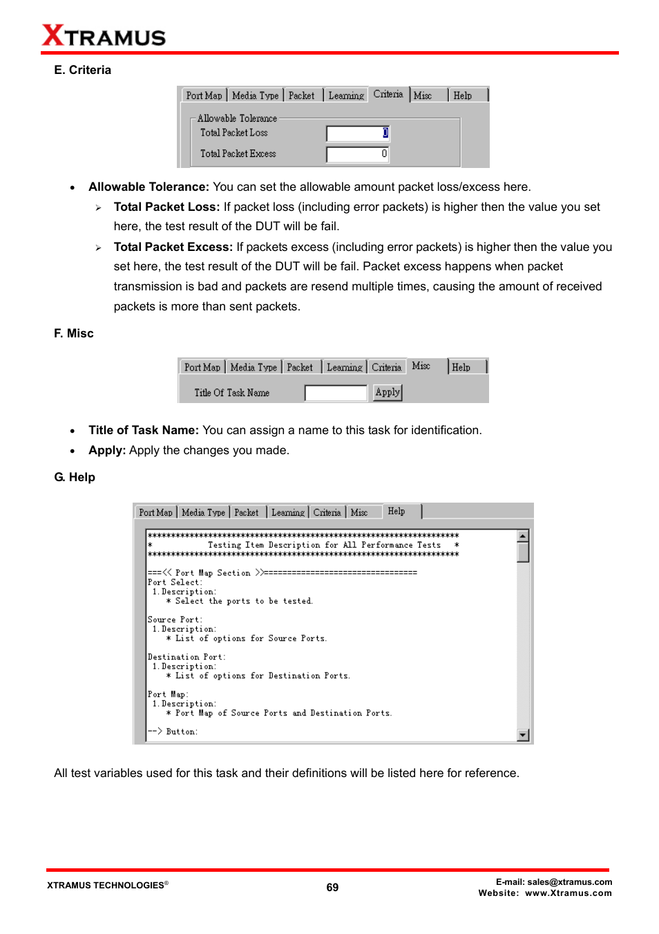 E. criteria, F. misc, G. help | Xtramus NuApps-MultiUnits-RM Ver1.5 User Manual | Page 69 / 253