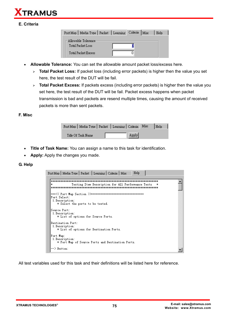 E. criteria, F. misc, G. help | Xtramus NuApps-MultiUnits-RM Ver1.5 User Manual | Page 75 / 253