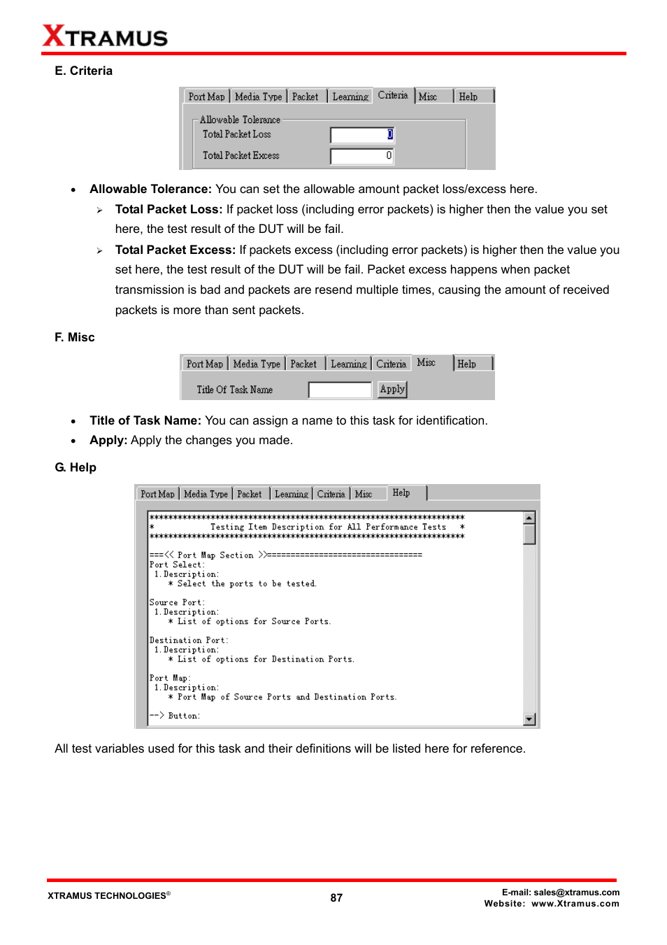 E. criteria, F. misc, G. help | Xtramus NuApps-MultiUnits-RM Ver1.5 User Manual | Page 87 / 253