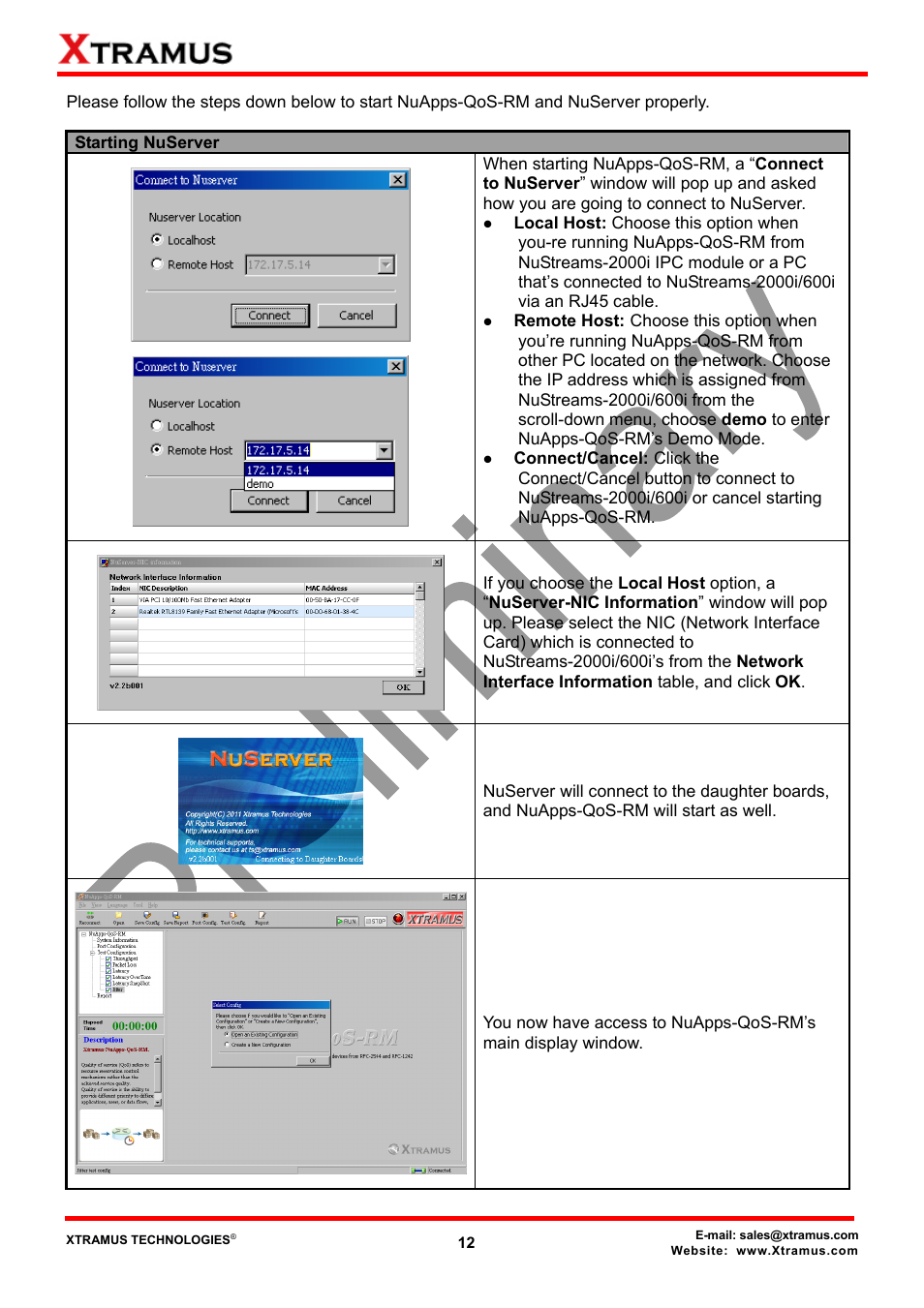 Xtramus NuApps-QoS-RM V1.1 User Manual | Page 12 / 51