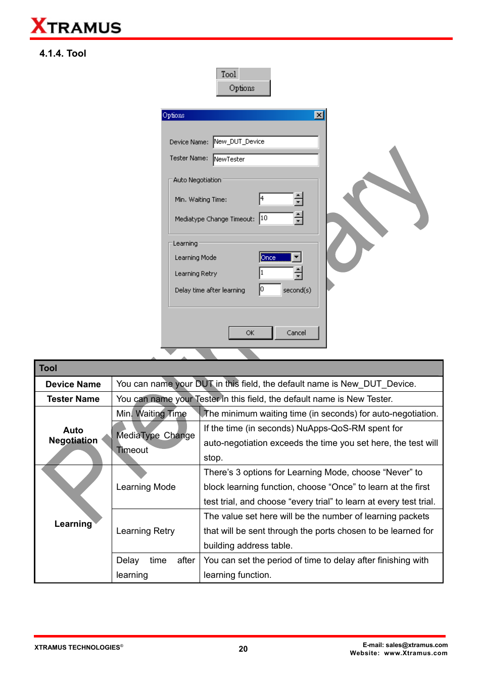 Tool | Xtramus NuApps-QoS-RM V1.1 User Manual | Page 20 / 51