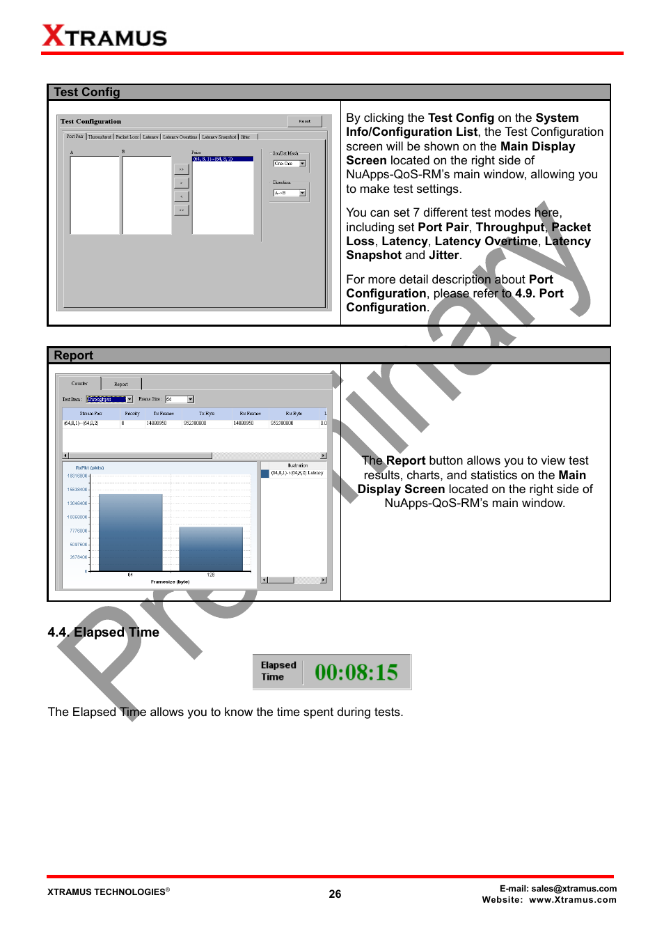 Elapsed time | Xtramus NuApps-QoS-RM V1.1 User Manual | Page 26 / 51