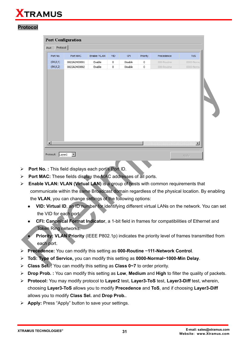 Protocol | Xtramus NuApps-QoS-RM V1.1 User Manual | Page 31 / 51