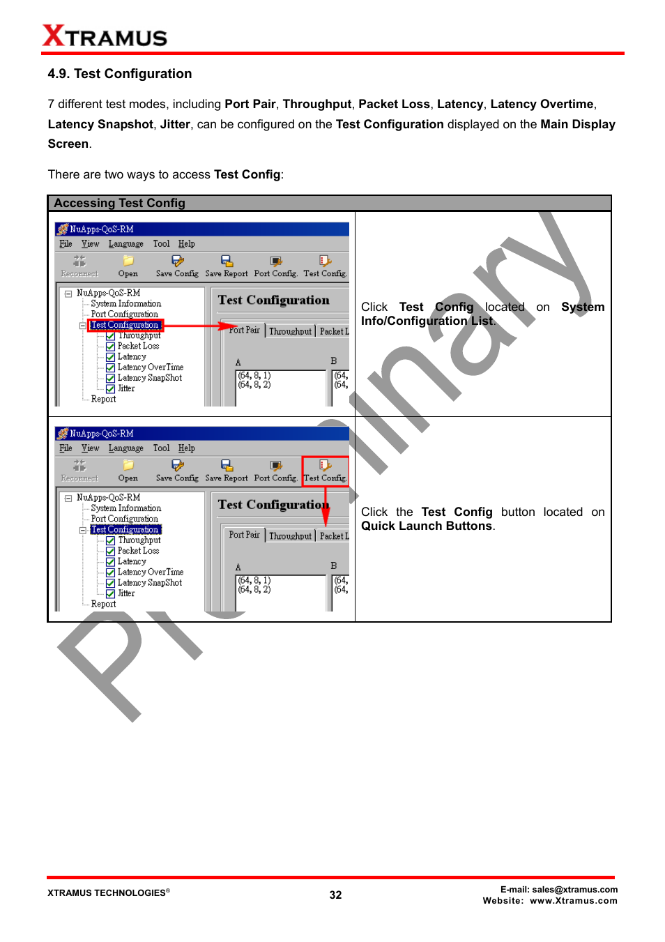 Test configuration | Xtramus NuApps-QoS-RM V1.1 User Manual | Page 32 / 51