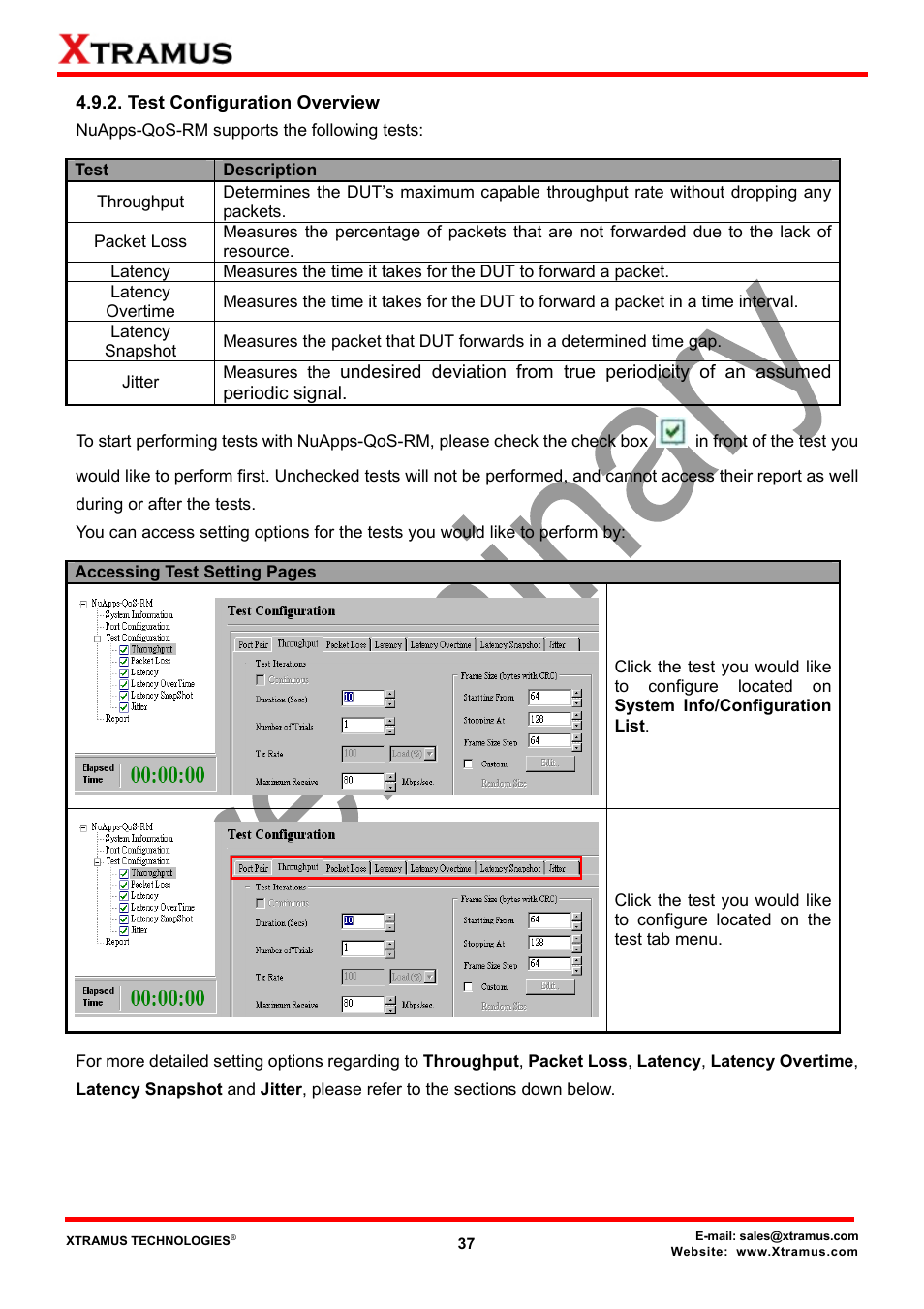 Test configuration overview | Xtramus NuApps-QoS-RM V1.1 User Manual | Page 37 / 51