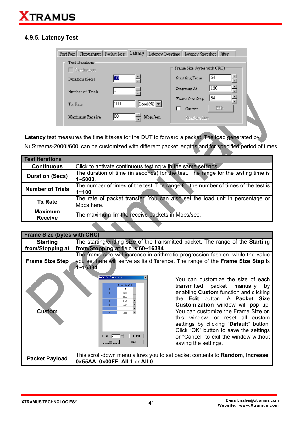 Latency test | Xtramus NuApps-QoS-RM V1.1 User Manual | Page 41 / 51