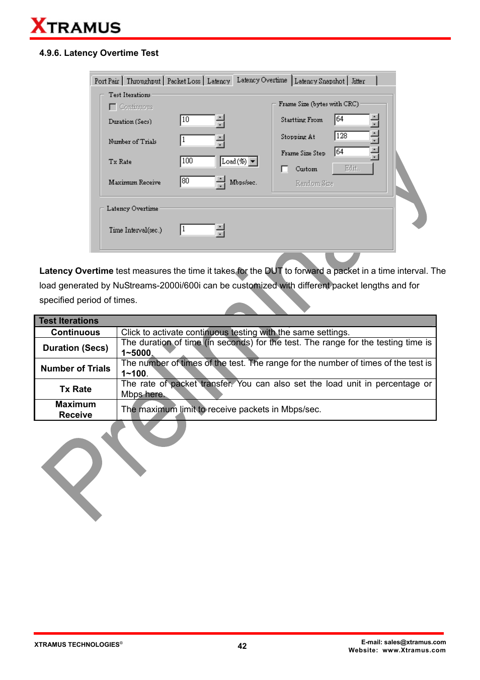 Latency overtime test | Xtramus NuApps-QoS-RM V1.1 User Manual | Page 42 / 51