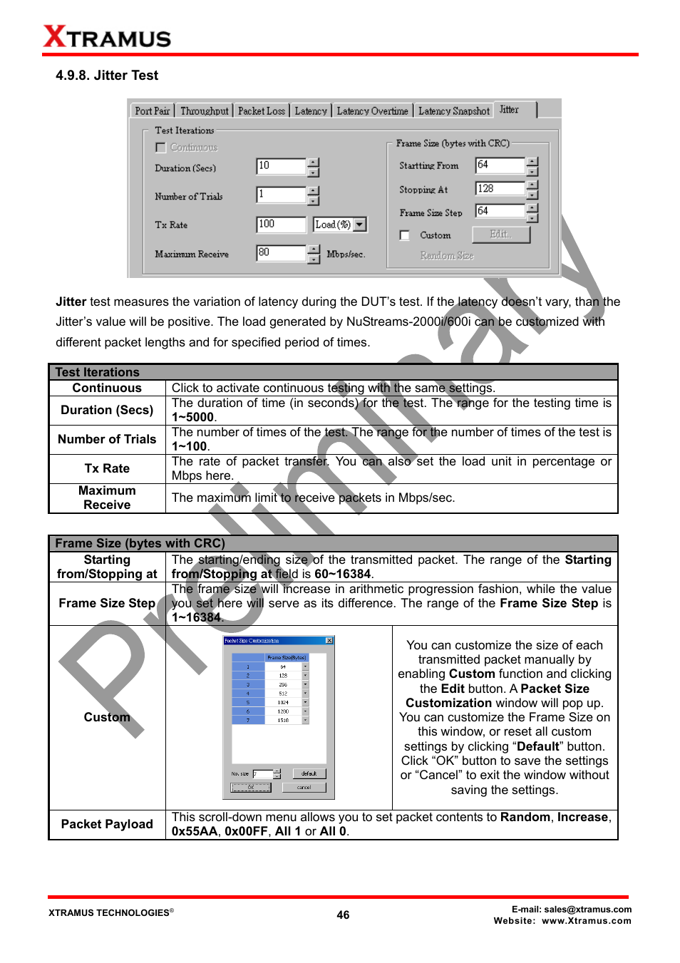 Jitter test | Xtramus NuApps-QoS-RM V1.1 User Manual | Page 46 / 51