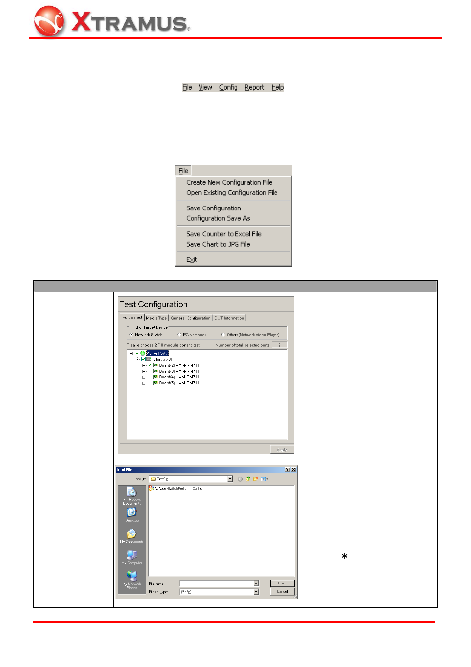 Nuapps-switchperform functions, Menu bar, File | Xtramus NuApps-SwitchPerform V1.8 User Manual | Page 19 / 48