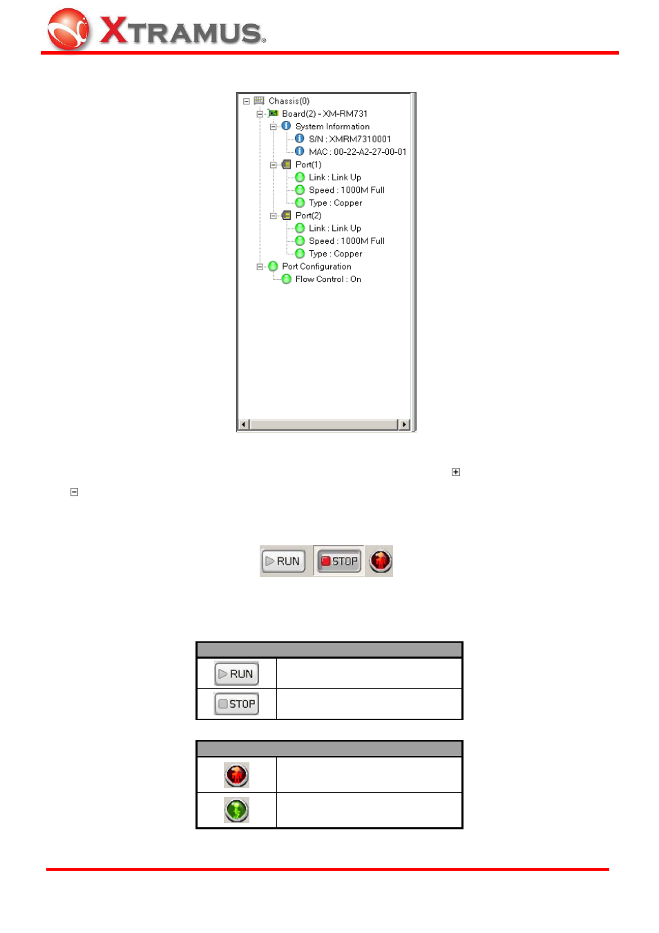 System status overview, Control buttons/test running status icon | Xtramus NuApps-SwitchPerform V1.8 User Manual | Page 24 / 48