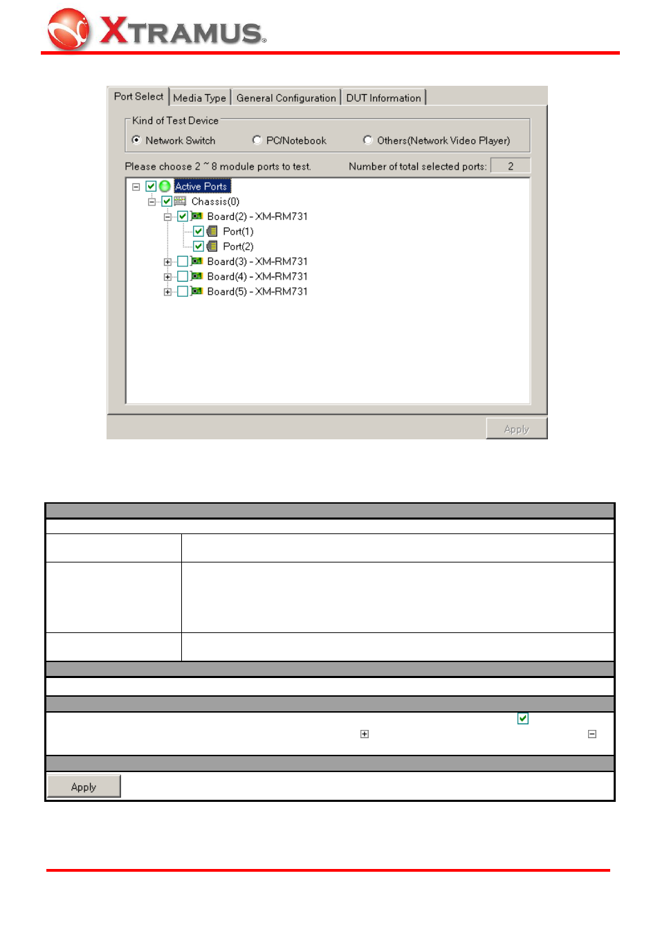 Port select | Xtramus NuApps-SwitchPerform V1.8 User Manual | Page 26 / 48