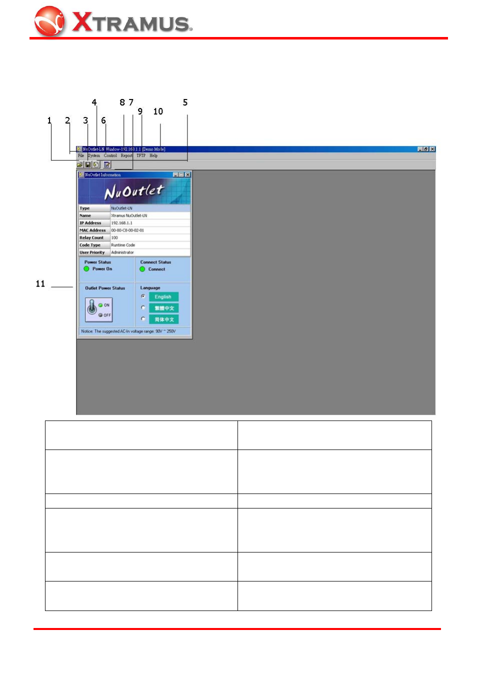 2 nuoutlet-ln window, Nuoutlet-ln window | Xtramus NuOutlet-LN V1.1 User Manual | Page 20 / 46