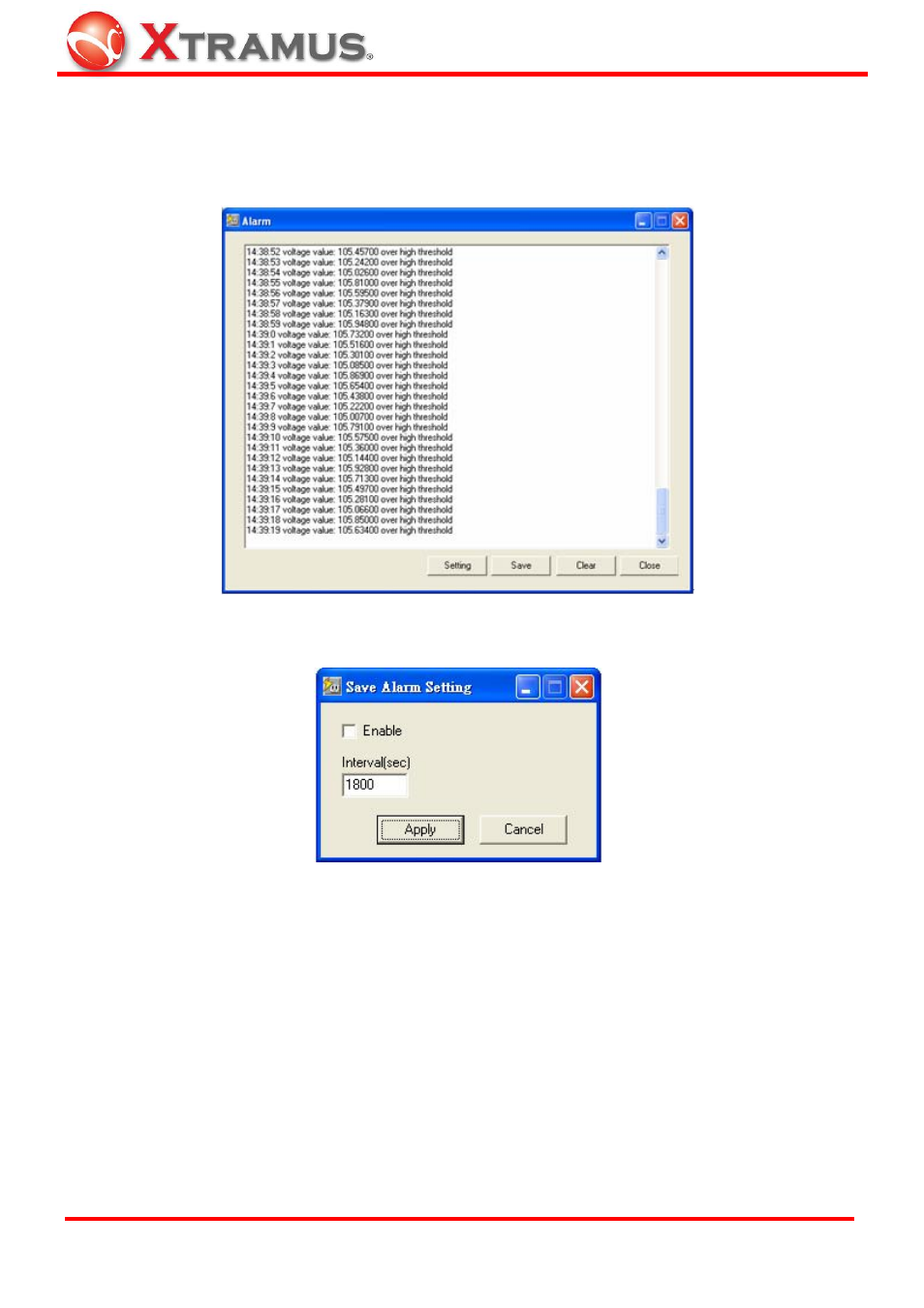 Alarm report | Xtramus NuOutlet-LN V1.1 User Manual | Page 31 / 46