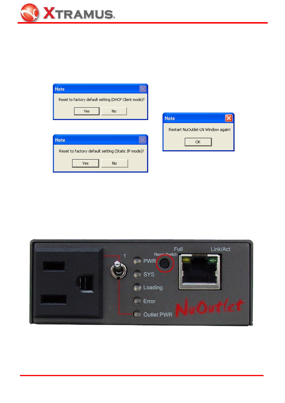 Default settings | Xtramus NuOutlet-LN V1.1 User Manual | Page 42 / 46