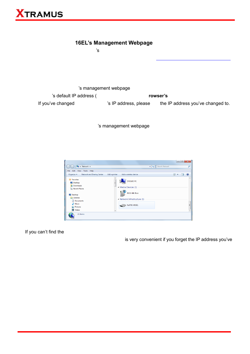 Nupoe-m16el management, Access to nupoe, Access with ip address | Access with network, 5 nupoe-m16el management | Xtramus NuPOE-M16EL V1.1 User Manual | Page 18 / 34