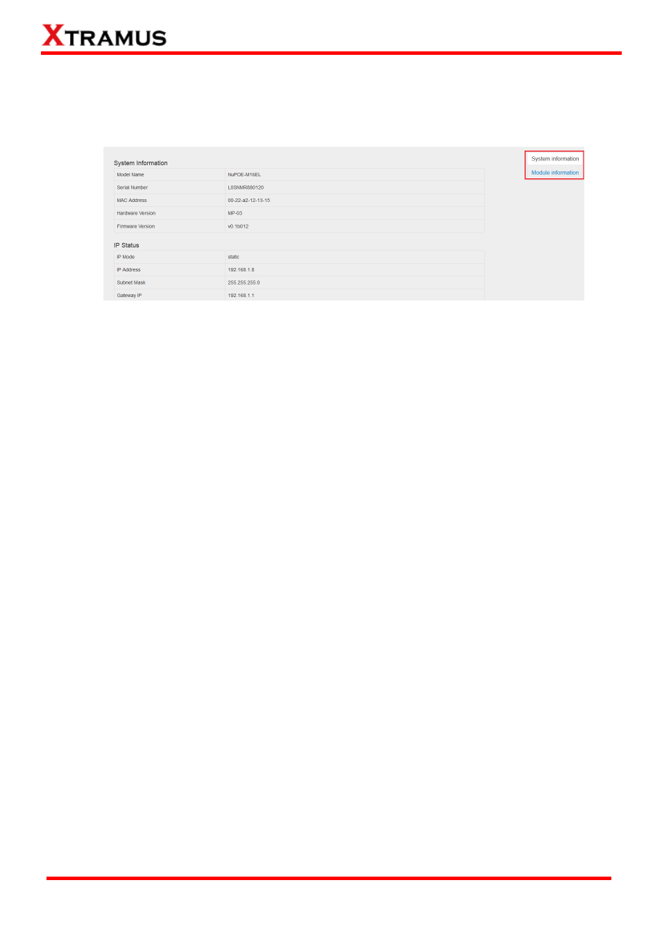 3 nupoe-m16el management webpage-system | Xtramus NuPOE-M16EL V1.1 User Manual | Page 22 / 34