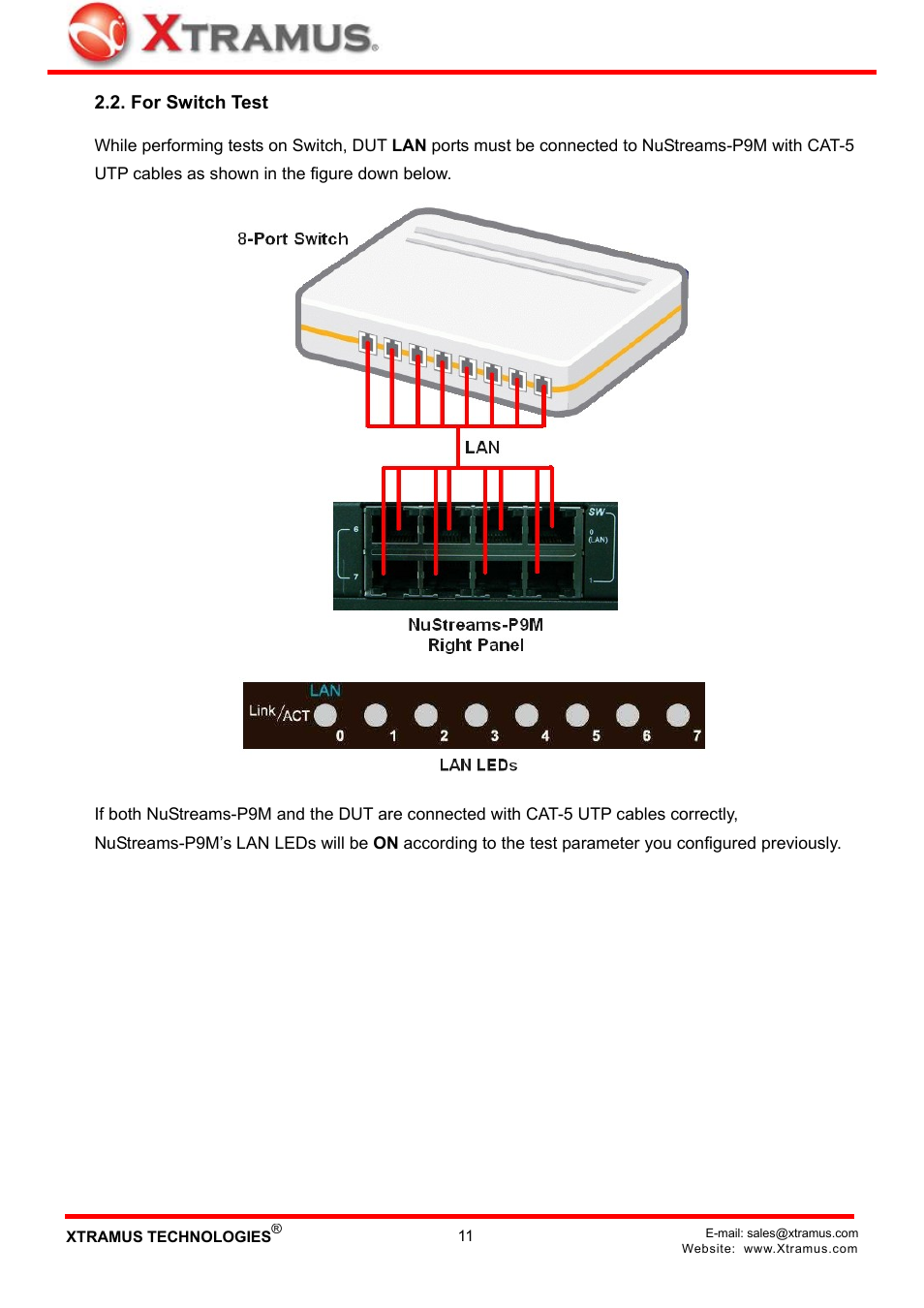 For switch test | Xtramus NuStreams-P9M V2.1 User Manual | Page 11 / 46