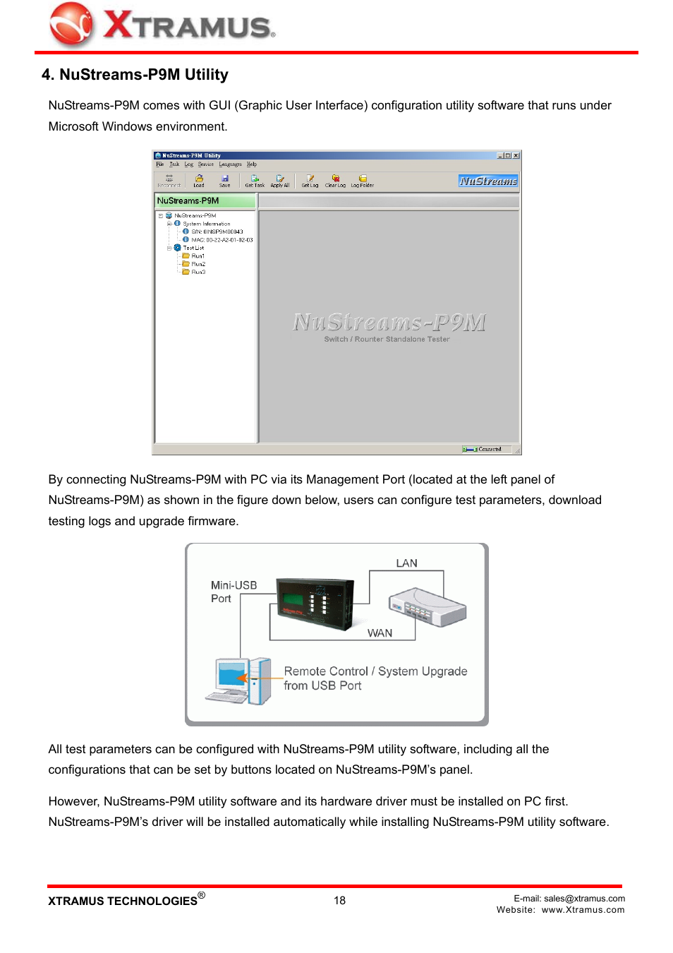 Nustreams-p9m utility | Xtramus NuStreams-P9M V2.1 User Manual | Page 18 / 46