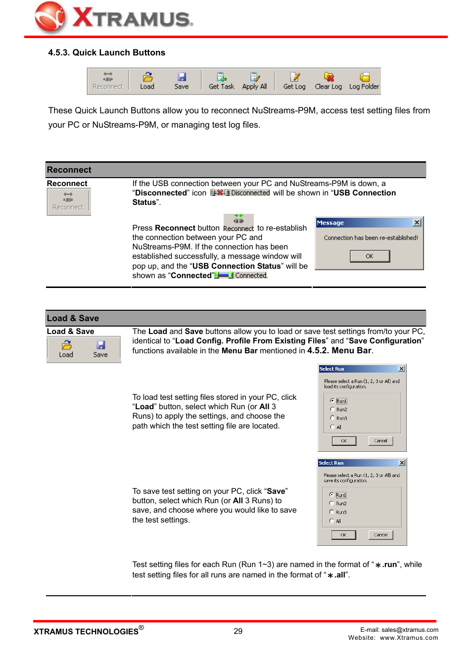 Quick launch buttons | Xtramus NuStreams-P9M V2.1 User Manual | Page 29 / 46
