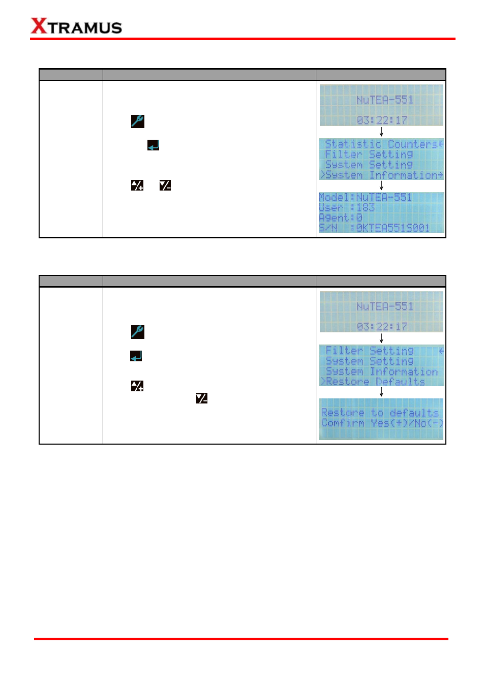 Nutea-551 front panel functions – restore defaults | Xtramus NuTEA-551 V1.2 User Manual | Page 19 / 45