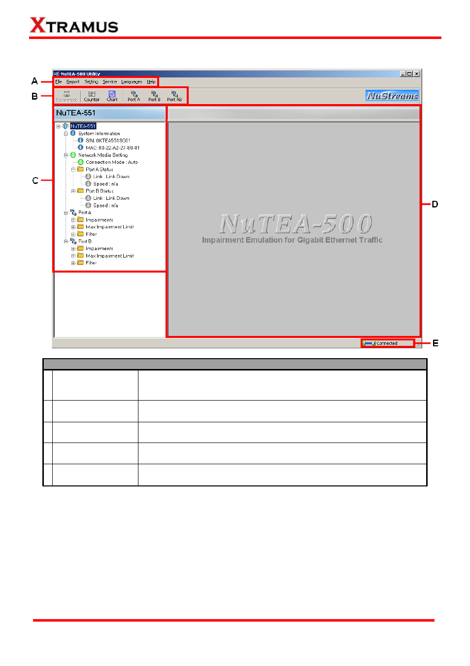 Nutea-551 utility software main window overview | Xtramus NuTEA-551 V1.2 User Manual | Page 26 / 45