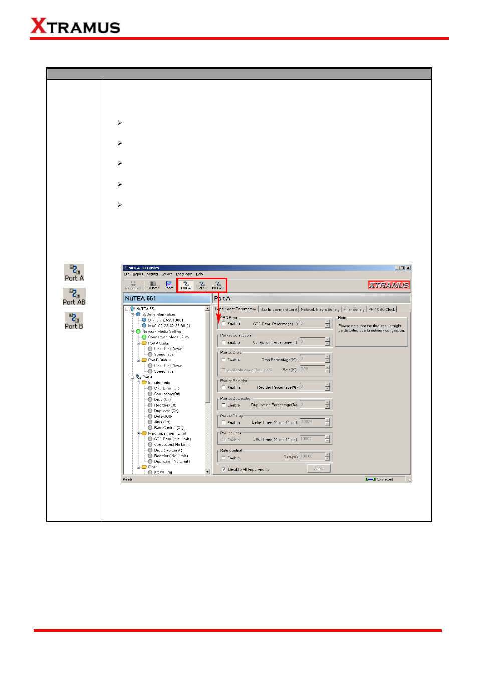 Quick launch buttons – port a, port b, port ab | Xtramus NuTEA-551 V1.2 User Manual | Page 34 / 45