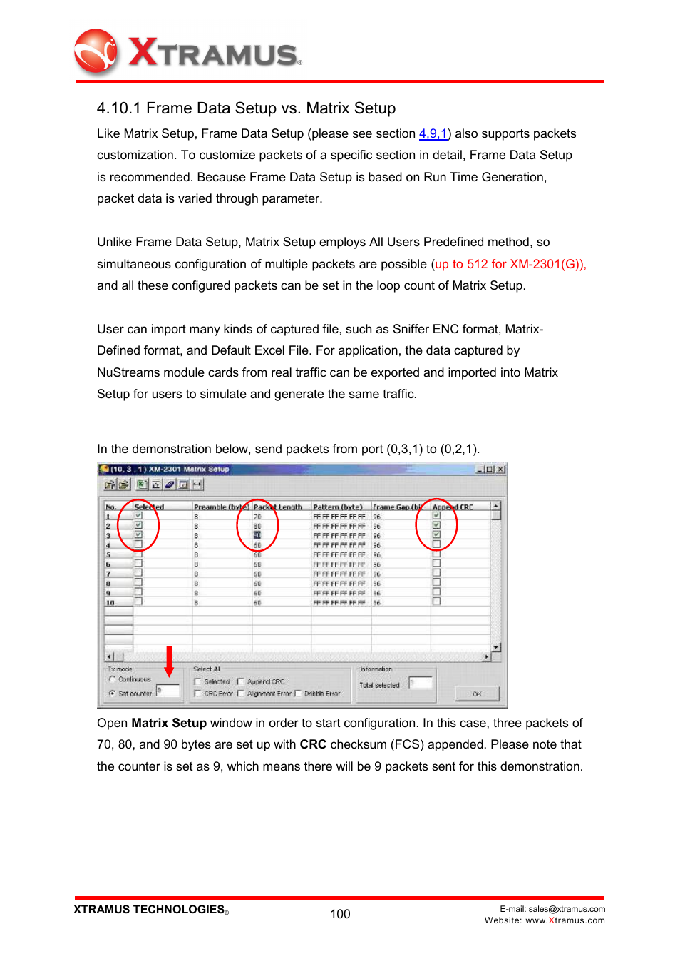 1 frame data setup vs. matrix setup | Xtramus NuWIN V1.1 User Manual | Page 105 / 171