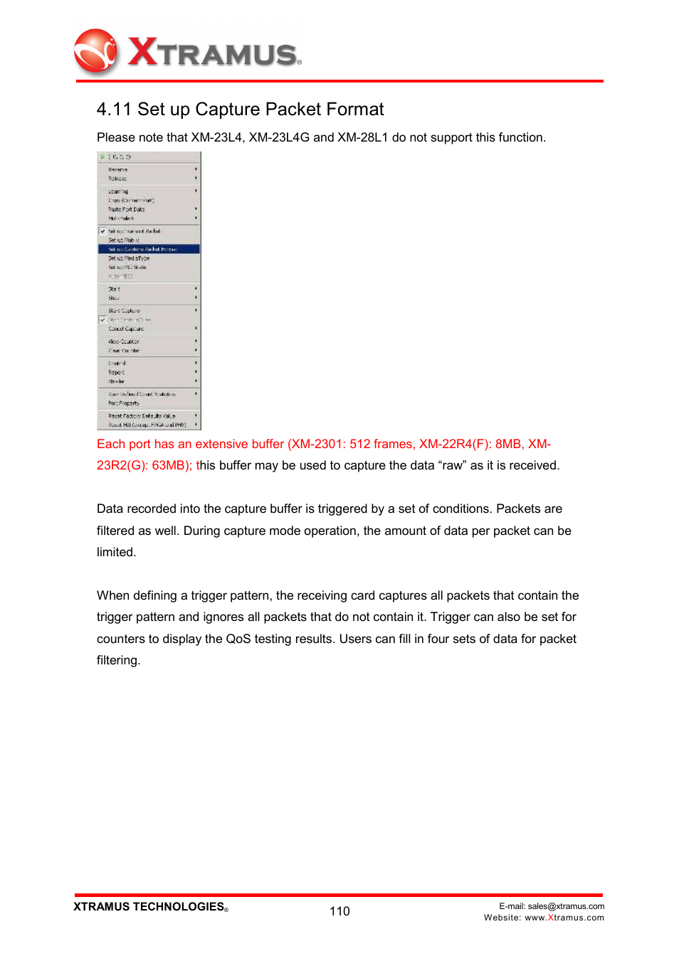 11 set up capture packet format | Xtramus NuWIN V1.1 User Manual | Page 115 / 171