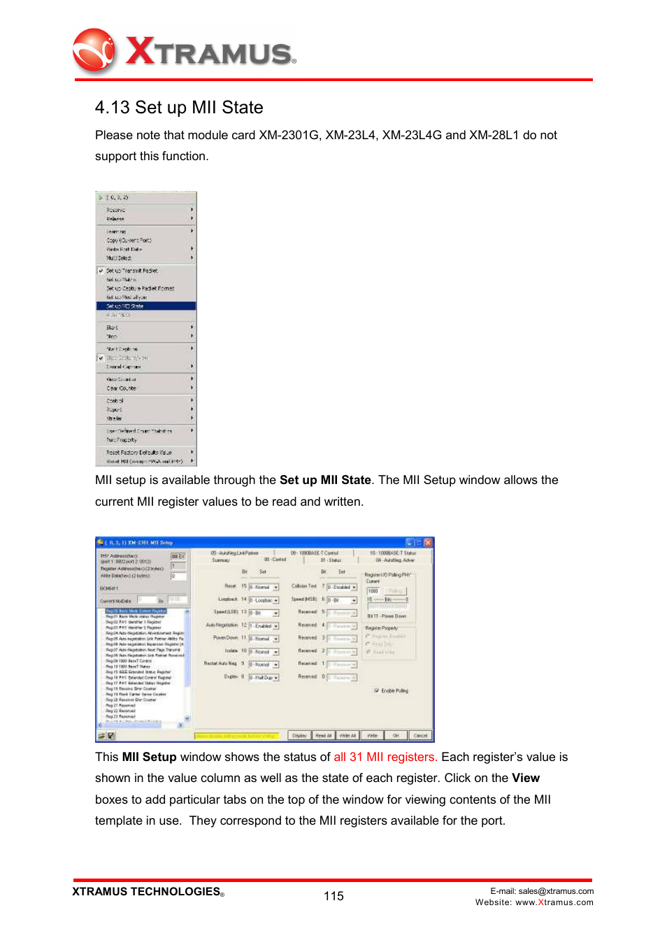 13 set up mii state | Xtramus NuWIN V1.1 User Manual | Page 120 / 171
