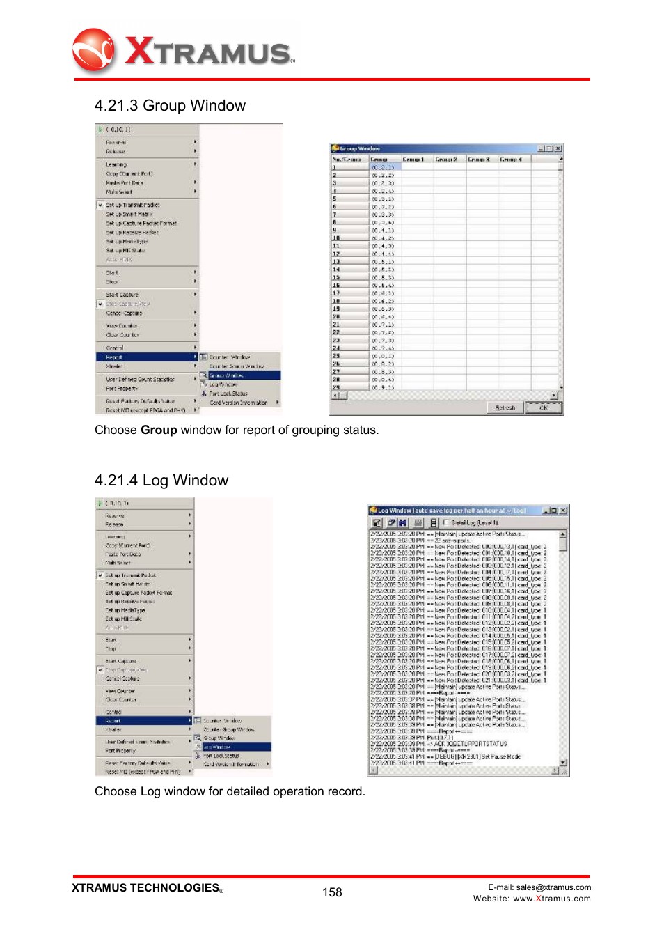 3 group window, 4 log window | Xtramus NuWIN V1.1 User Manual | Page 163 / 171