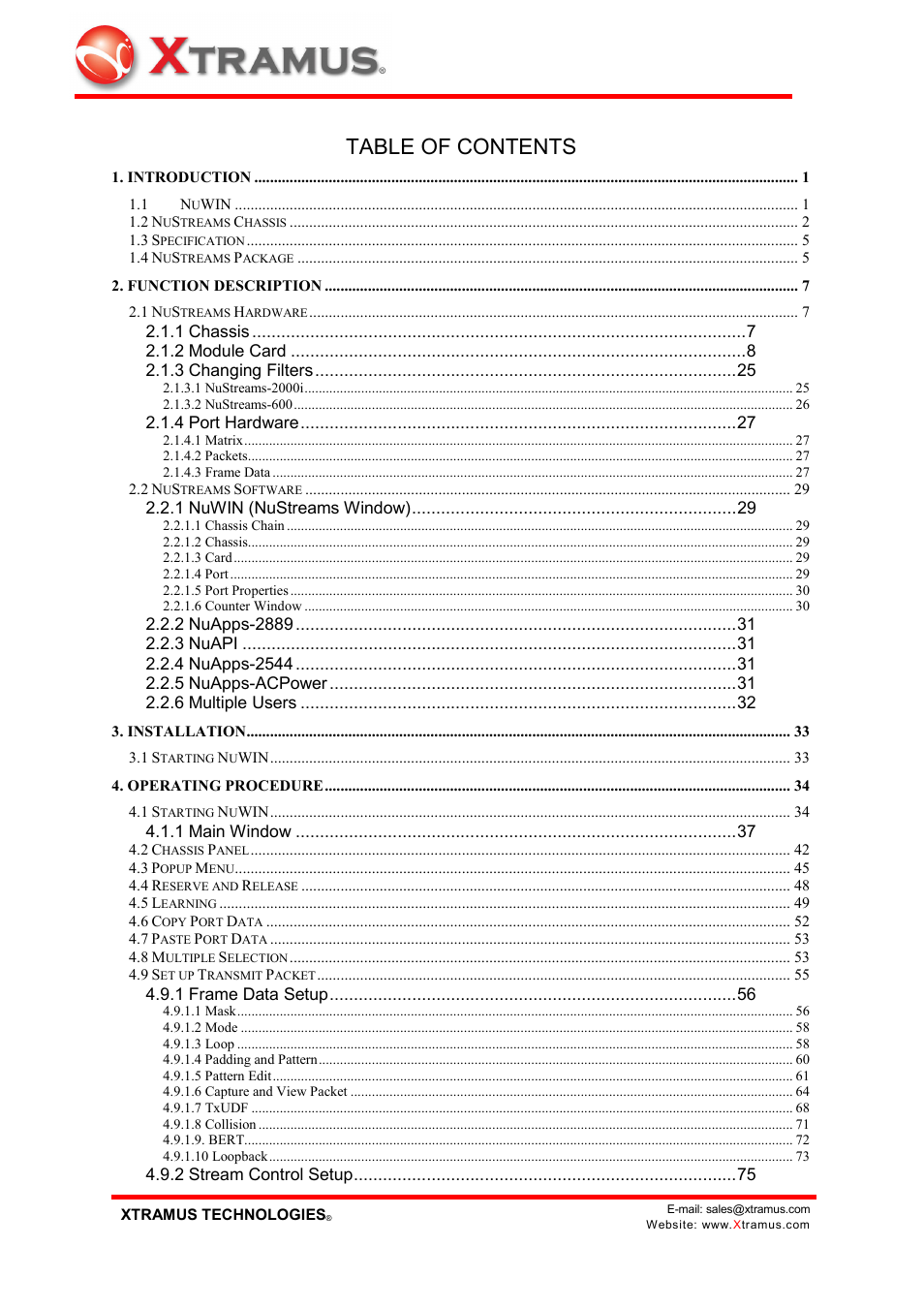 Xtramus NuWIN V1.1 User Manual | Page 4 / 171